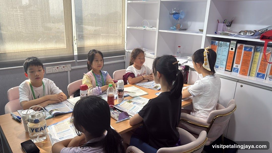 Children studying in a classroom