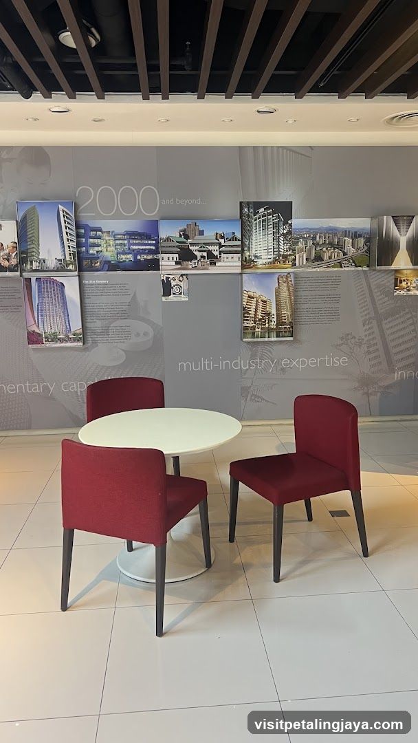 Interior display area with informational wall