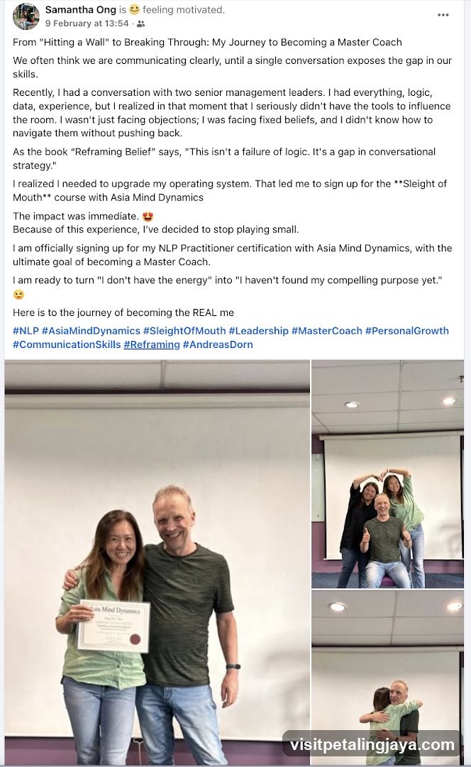 Samantha Ong's LinkedIn Post - Master Coach Journey
