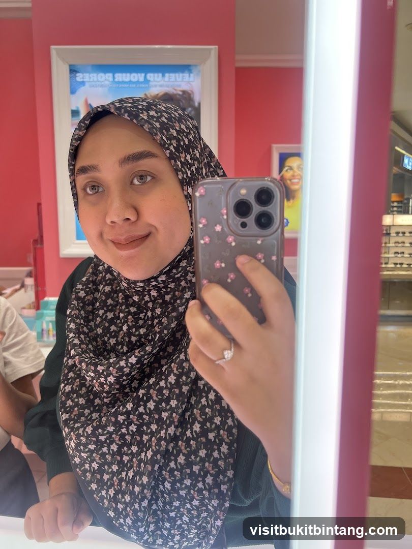 Woman taking a selfie in a store