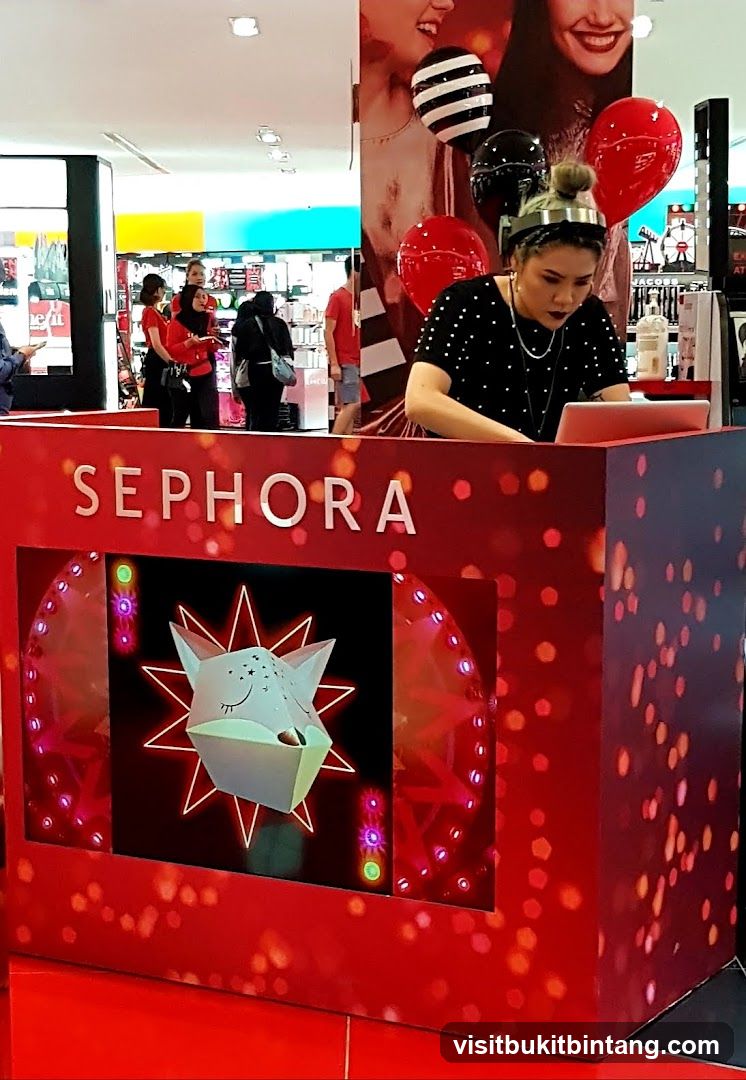 Sephora counter with staff