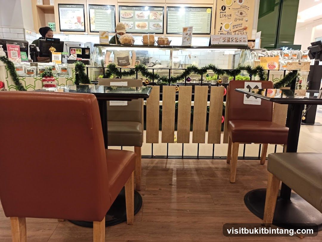 Cafe interior with seating and counter