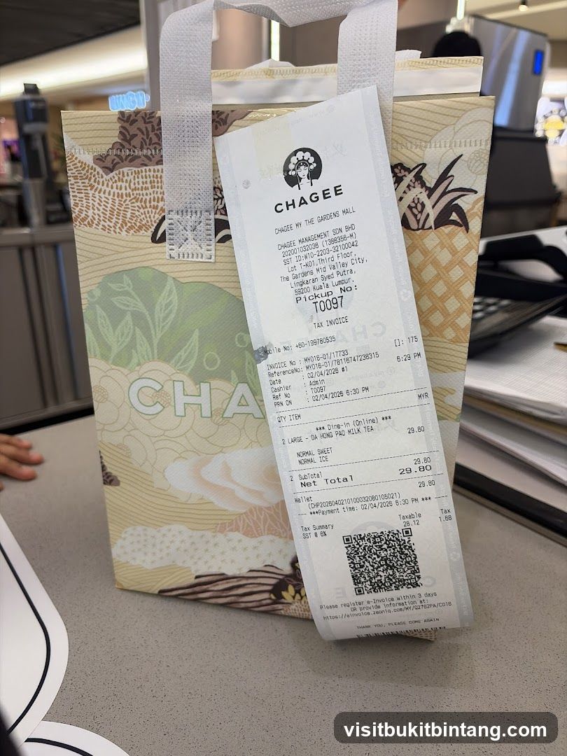 Chagee Receipt and Bag