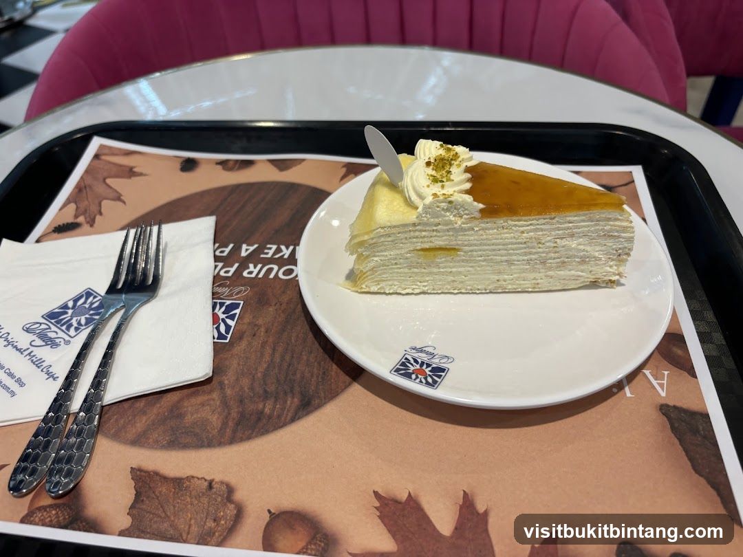 Slice of Mille Crepe Cake