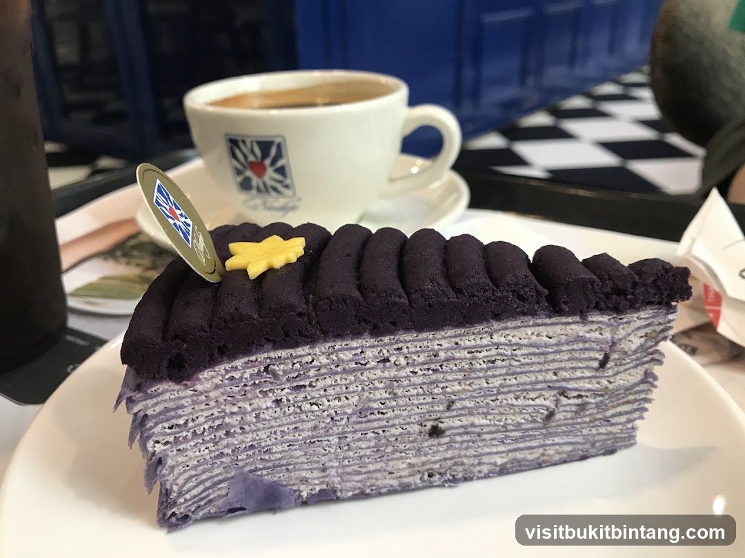 Ube Mille Crepe Cake and Coffee