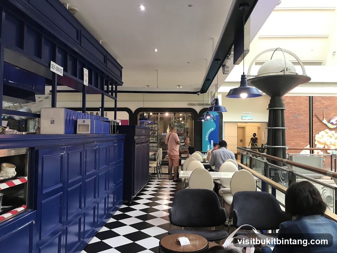 Cafe Interior with Blue Decor