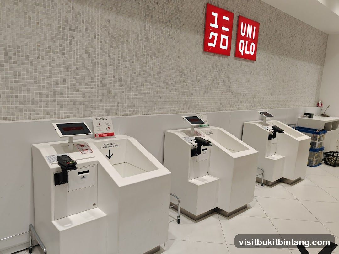 Self-checkout stations at Uniqlo
