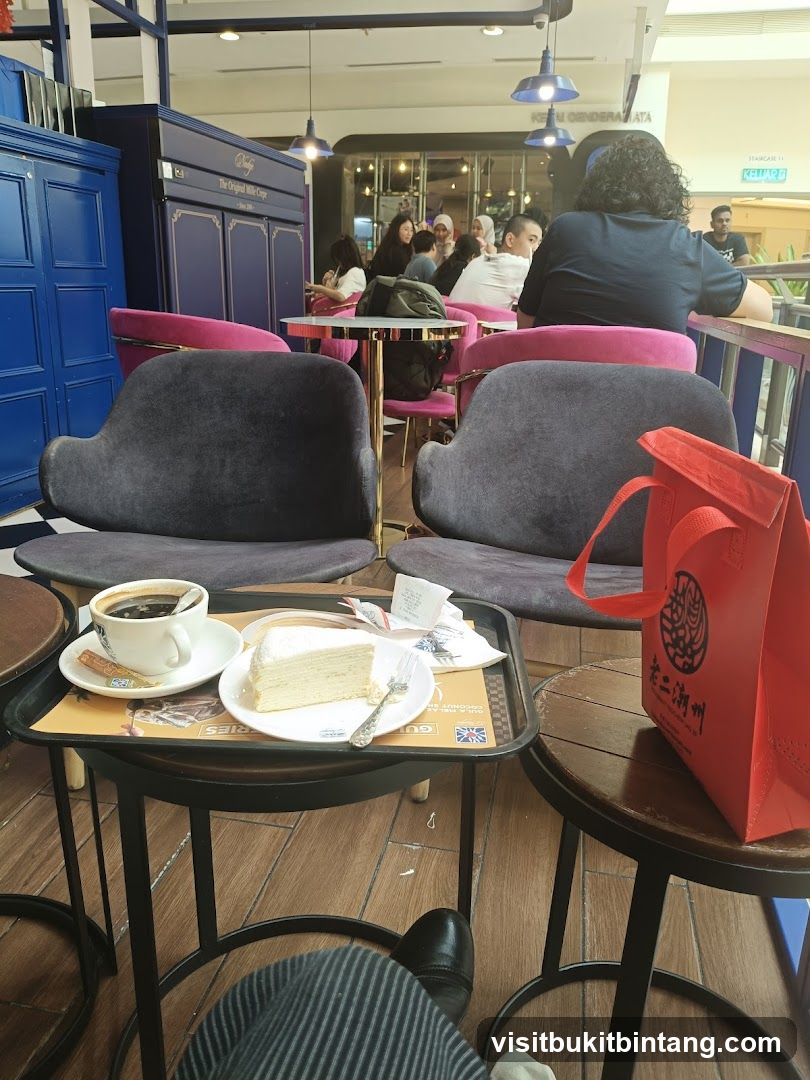 Cafe Interior with Cake and Coffee
