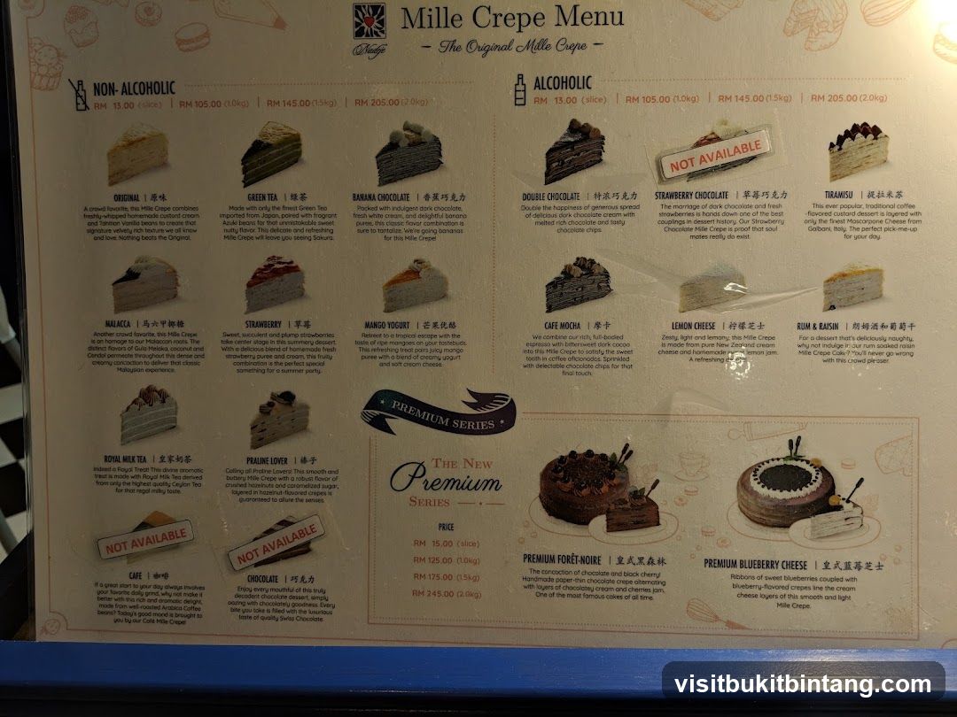 Mille Crepe Menu