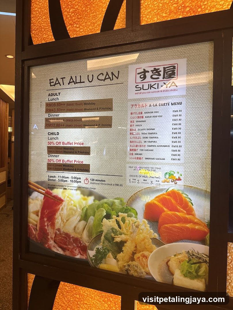 Sukiyaki Buffet Menu Display