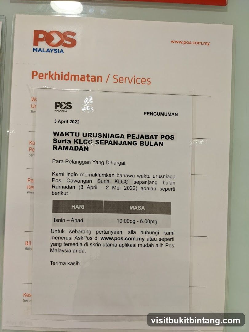 POS Malaysia Ramadan Operating Hours Announcement