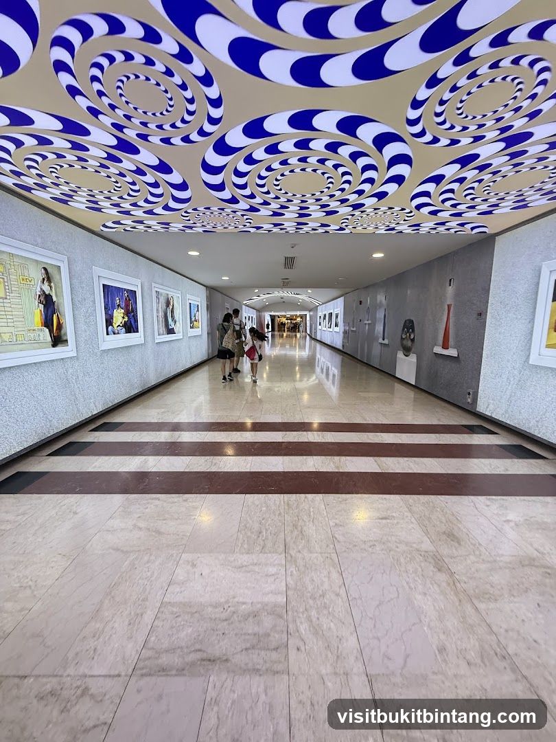 Hallway with optical illusion ceiling