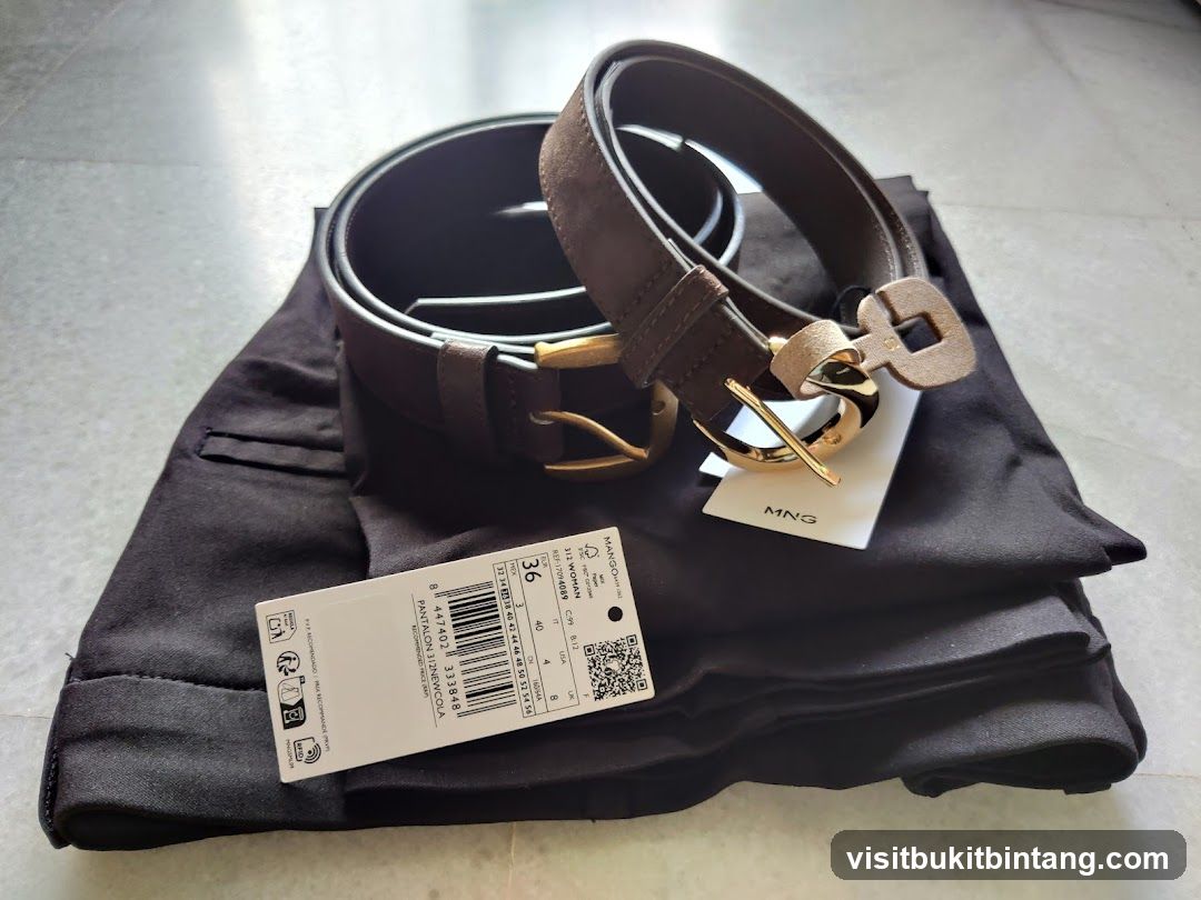 Brown belt and black pants