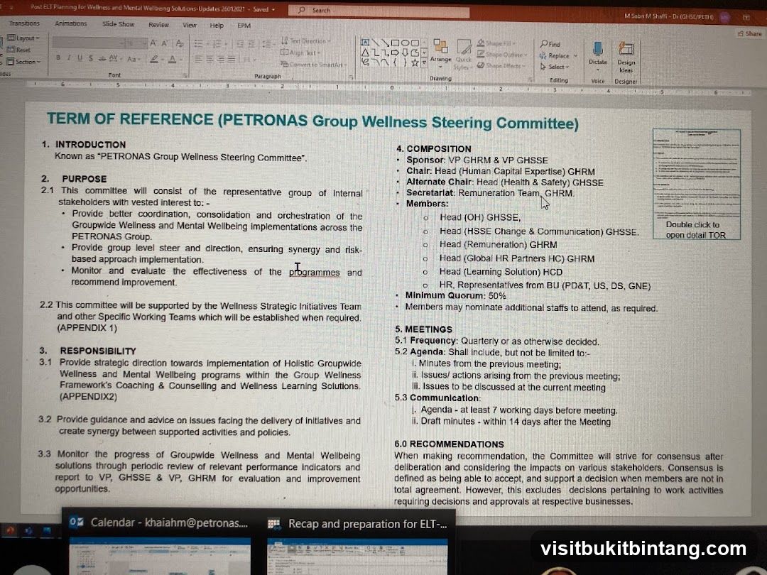 Term of Reference (PETRONAS Group Wellness Steering Committee)