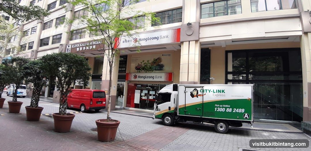City Street Scene with Bank and Delivery Truck