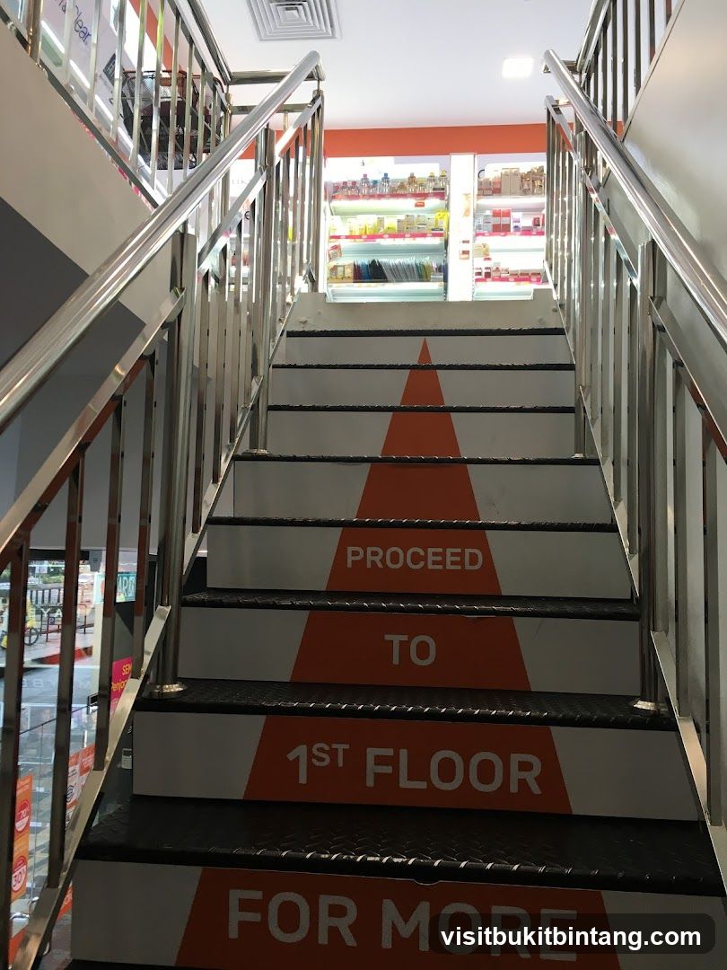 Staircase with directional signage