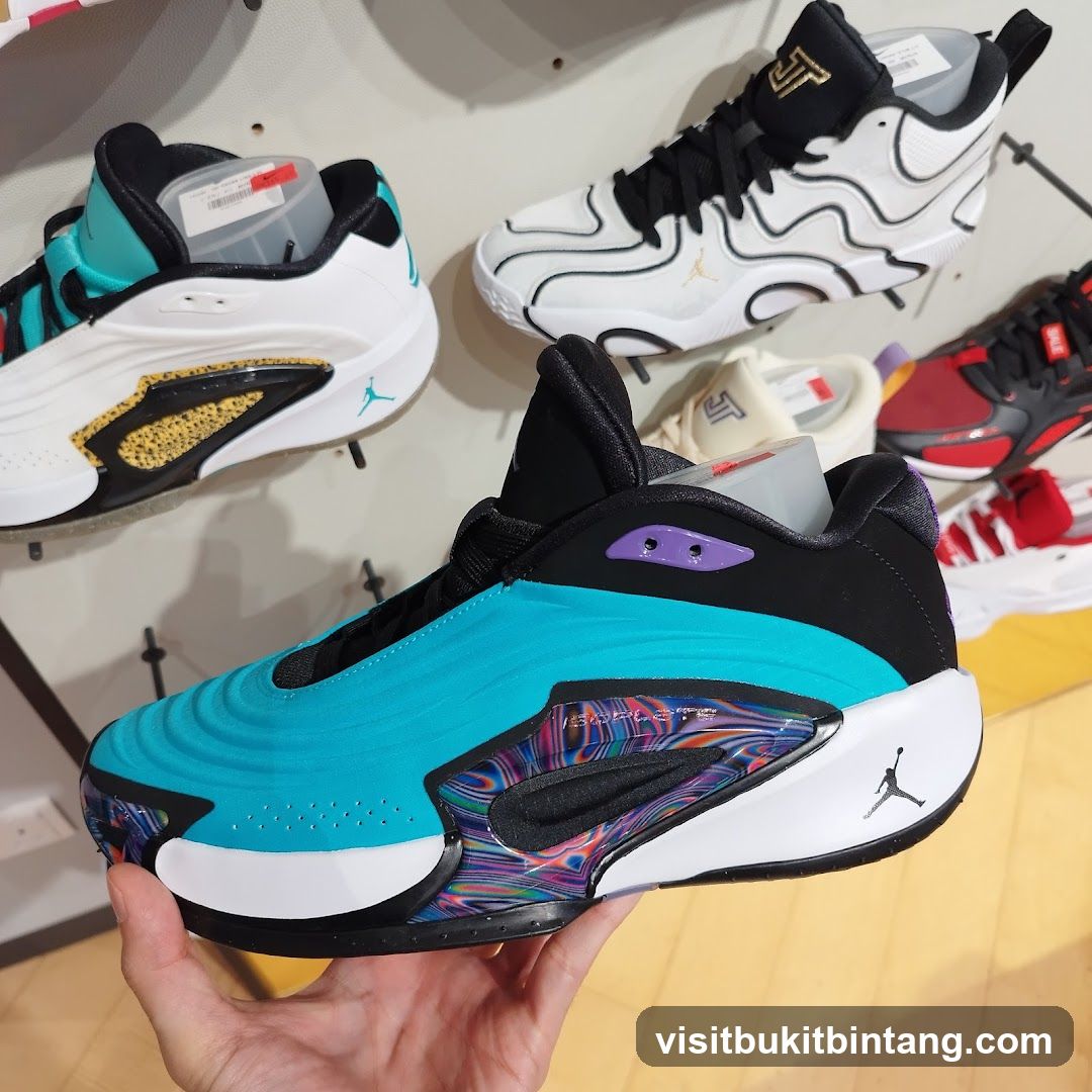 Close-up of Teal and Black Basketball Shoes