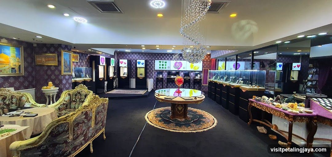 Interior of a jewelry or gemstone shop