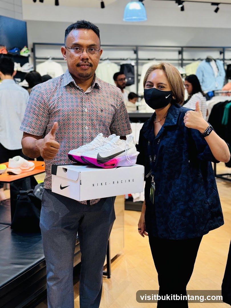 People holding Nike shoes in a store