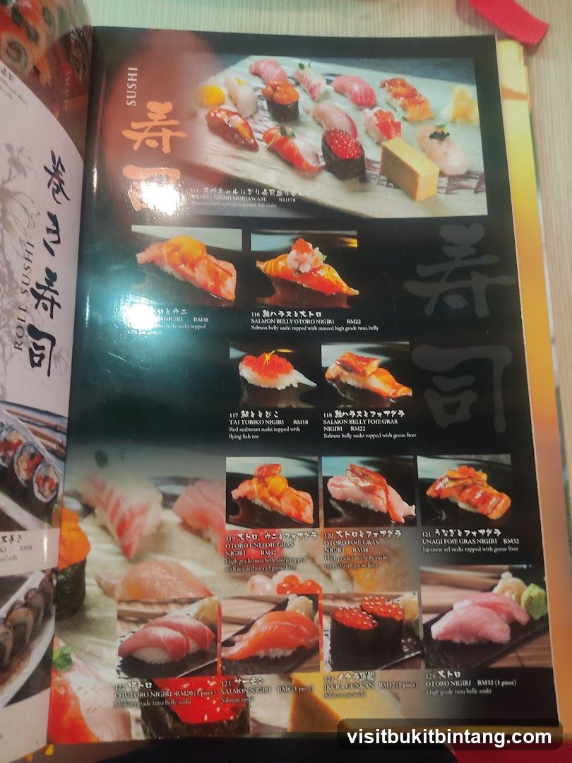 Sushi Menu