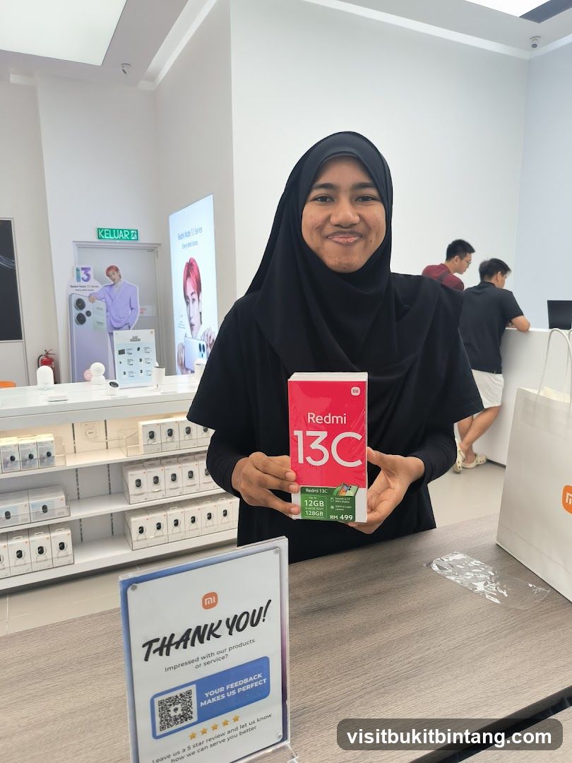 Woman Holding a Redmi 13C Box