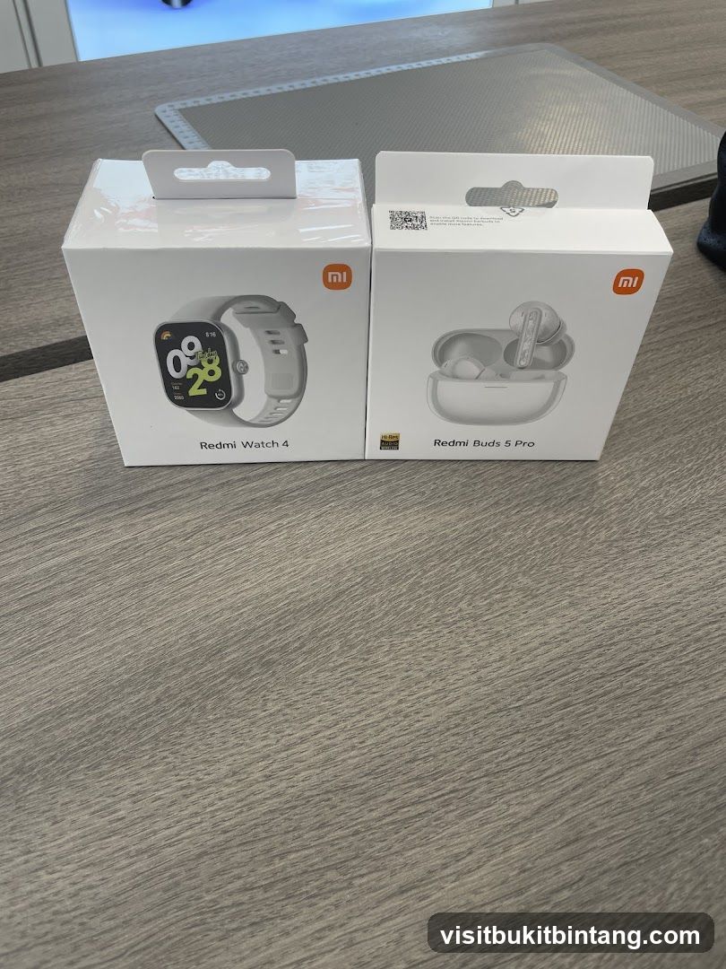 Redmi Watch 4 and Redmi Buds 5 Pro boxes