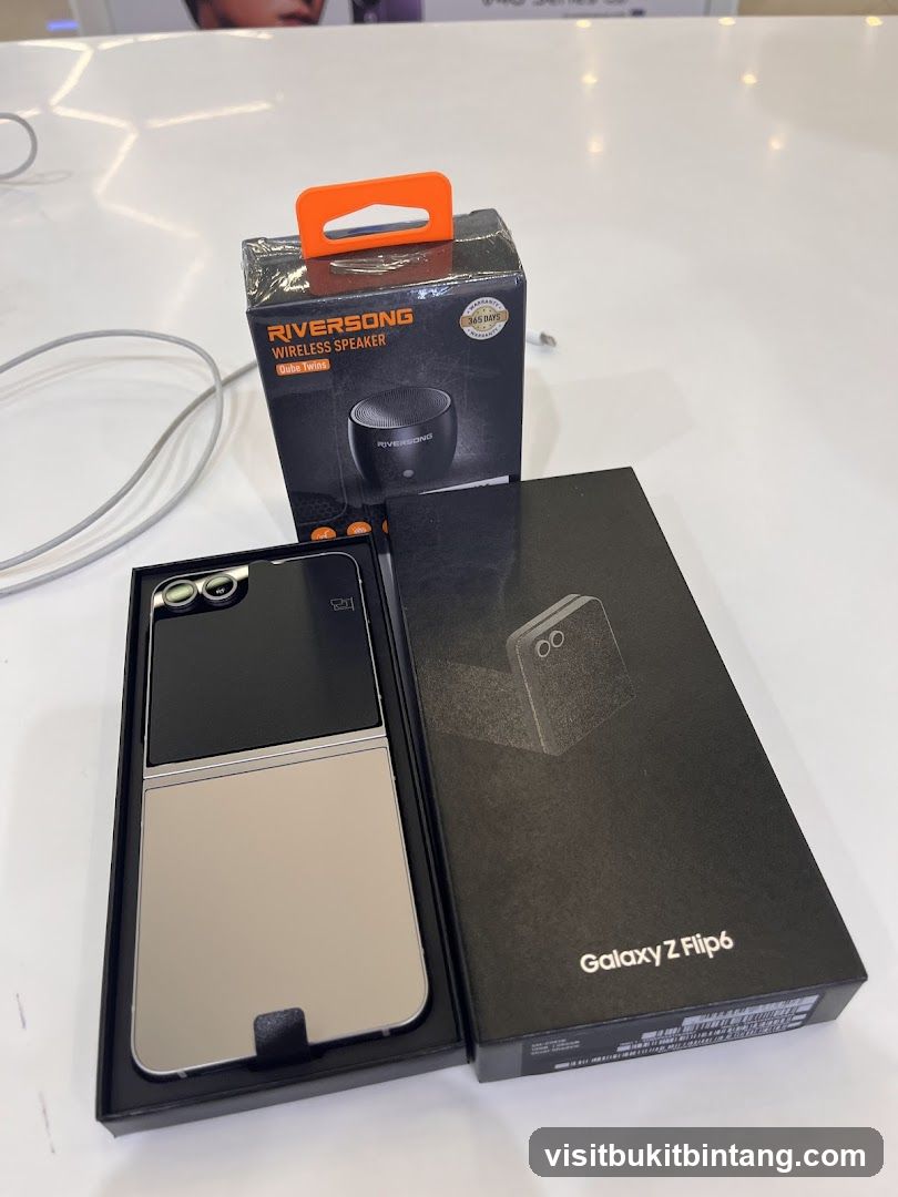 Galaxy Z Flip6 and Riversong Wireless Speaker