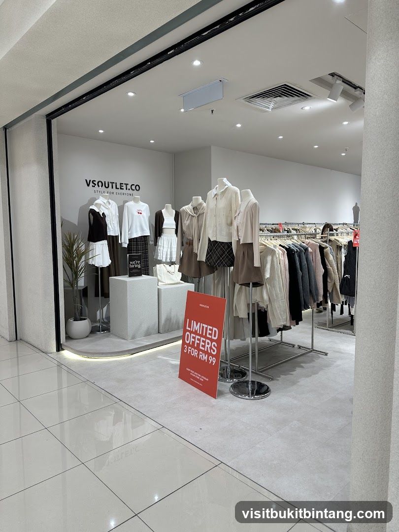 VS Outlet Storefront with Mannequins and Sale Sign
