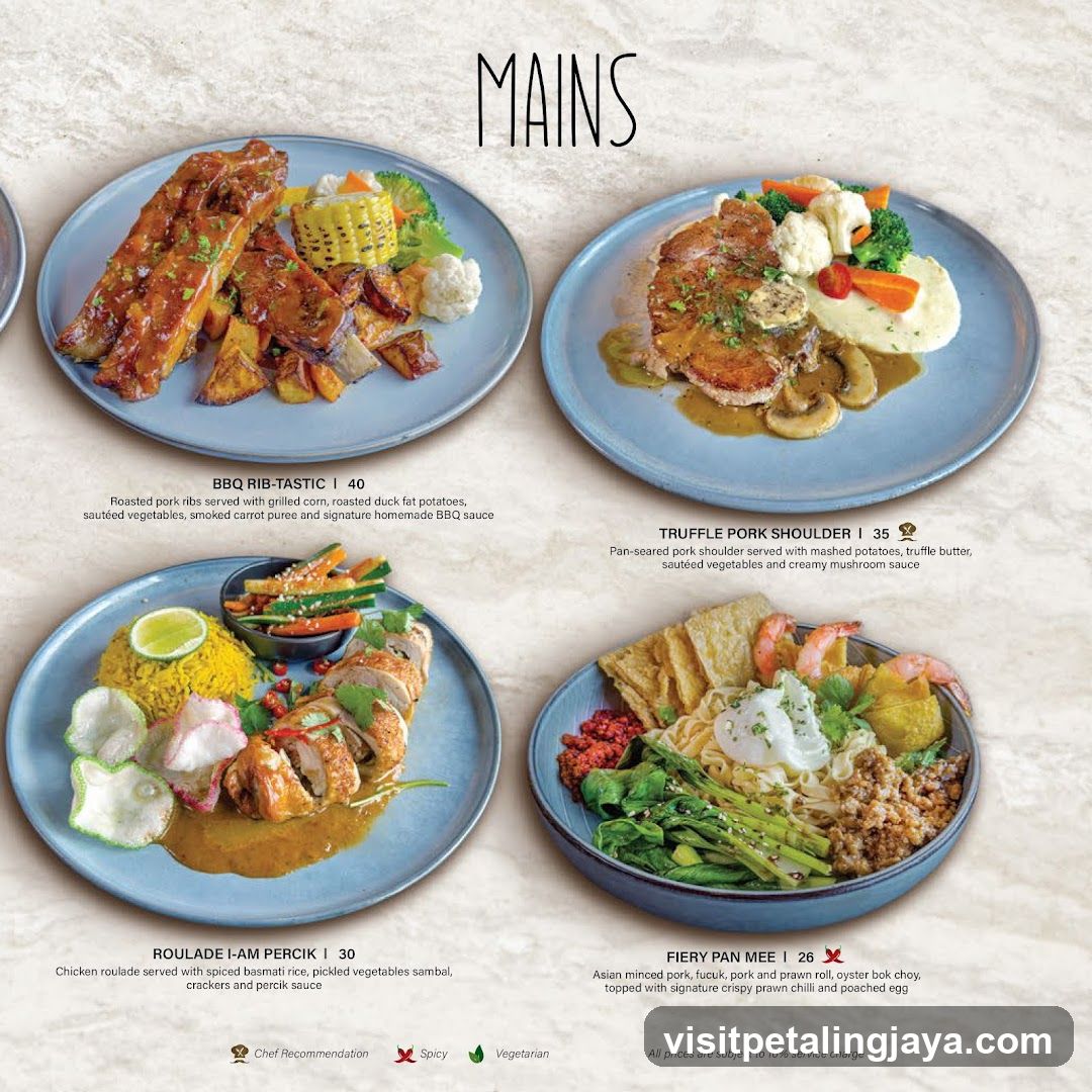 Main Dishes Menu Page