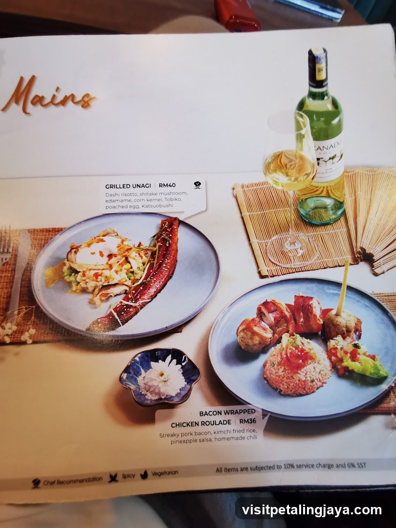 Main Dishes Menu Page
