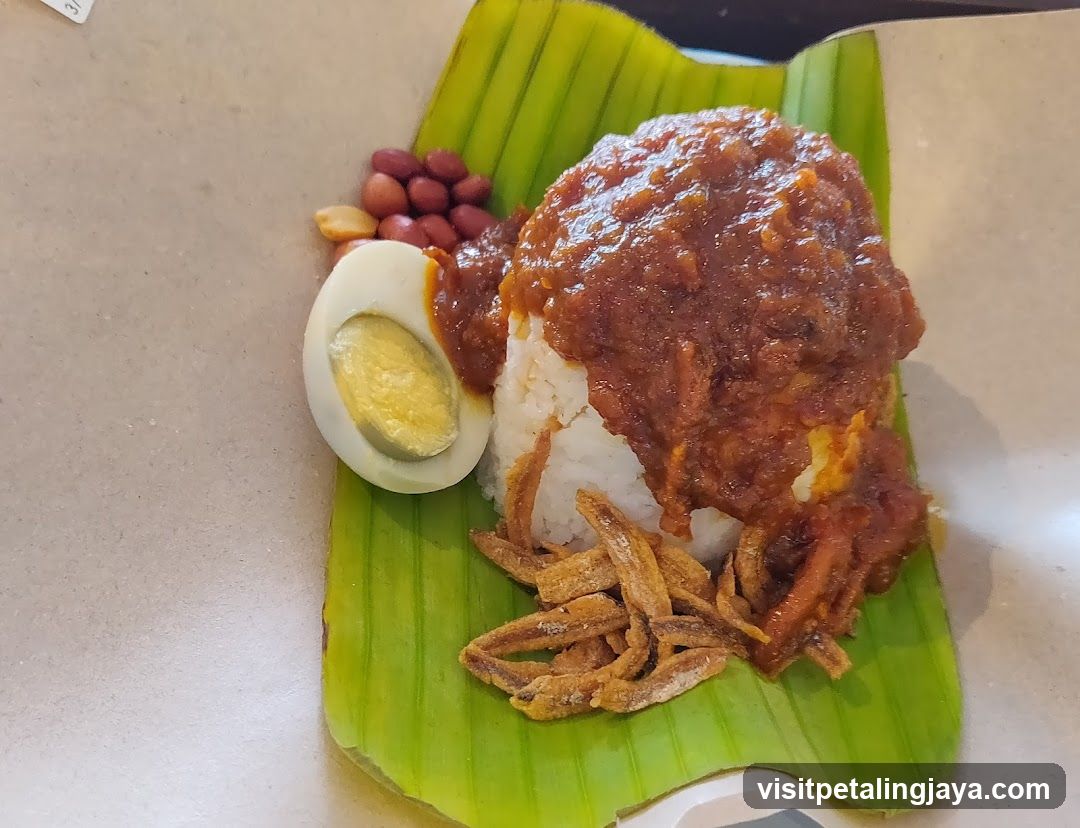 Nasi Lemak on Banana Leaf