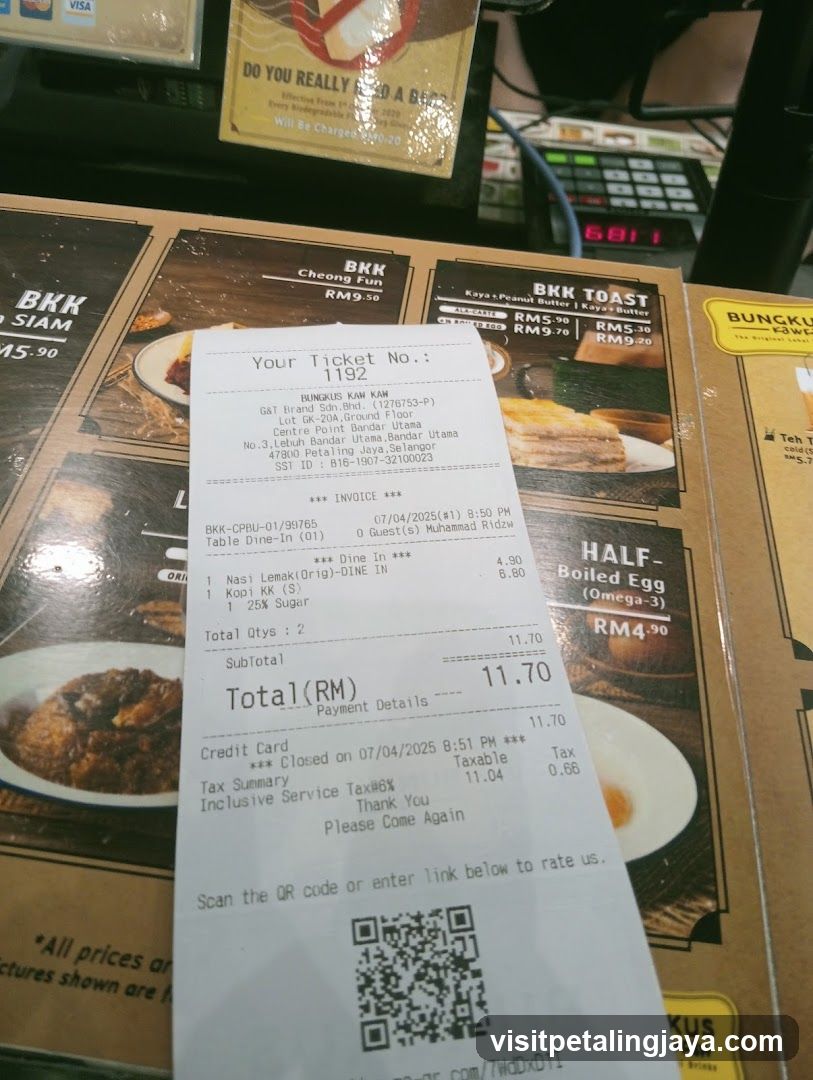 Receipt on Table with Menu Cards