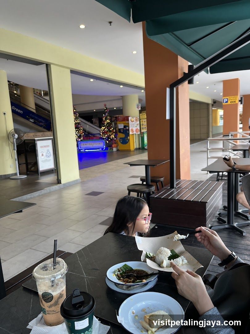 Dining at a mall food court