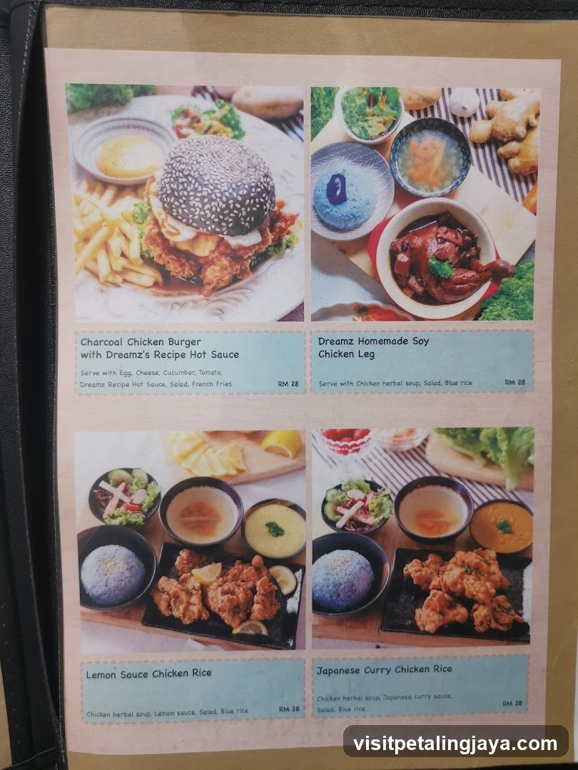 Dreamz Restaurant Menu Page