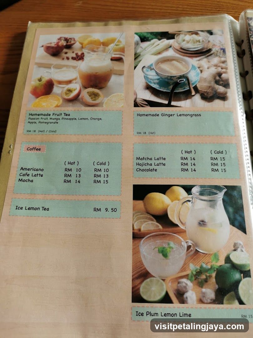 Homemade Fruit Tea and Ginger Lemongrass Menu