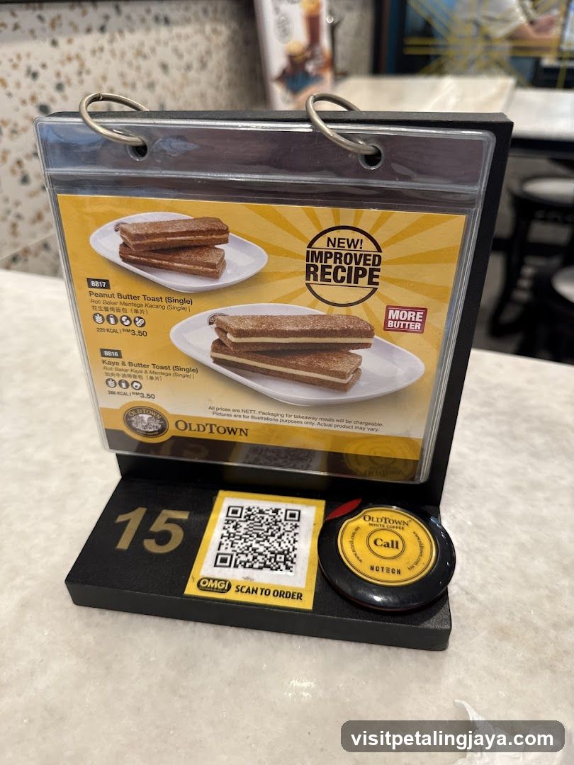 OldTown Toast Menu Display