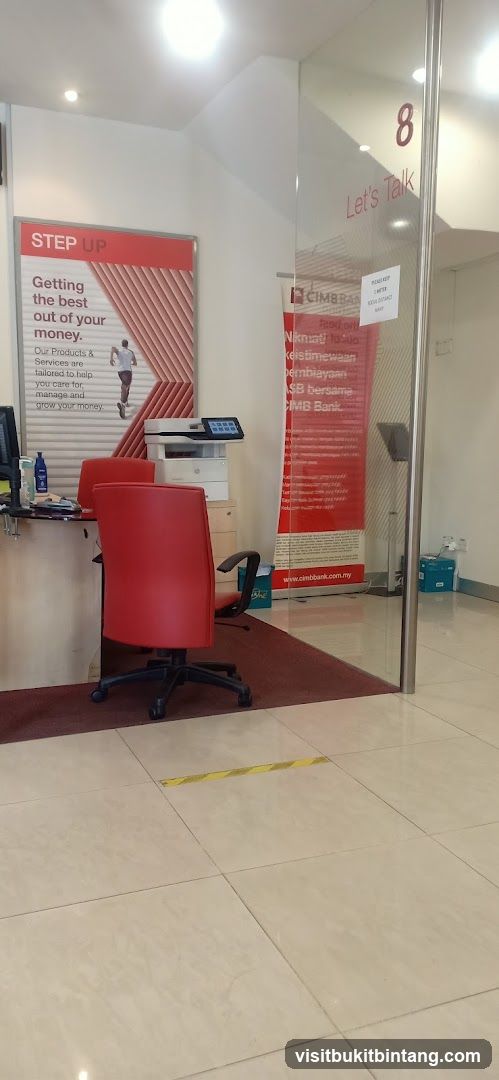 Bank Interior with Promotional Banner