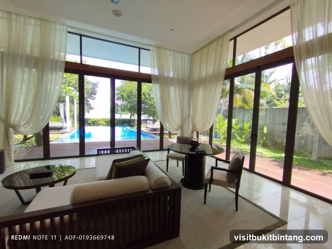 Living Room with Pool View