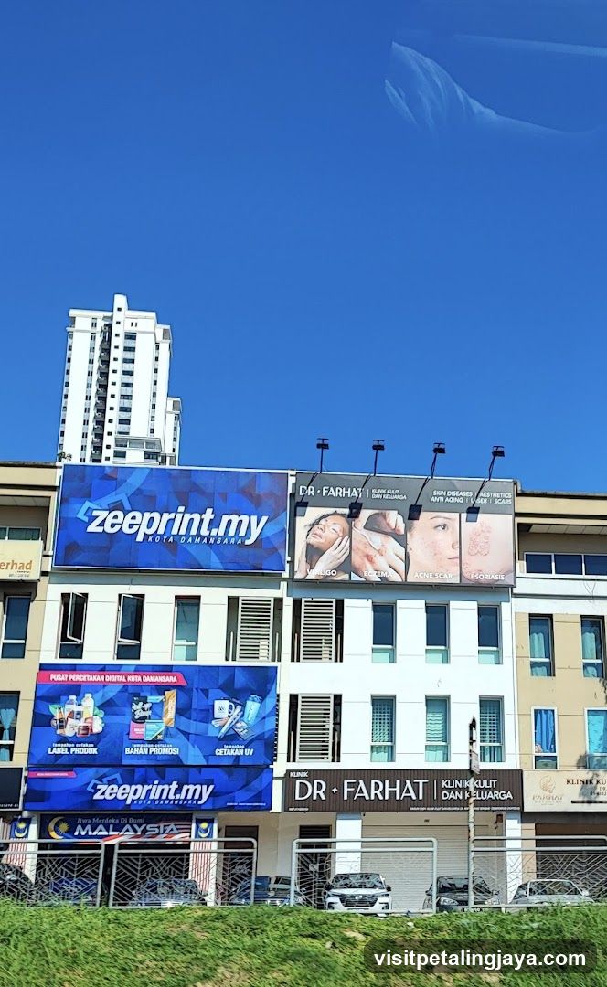 Commercial Building Exterior with Billboards
