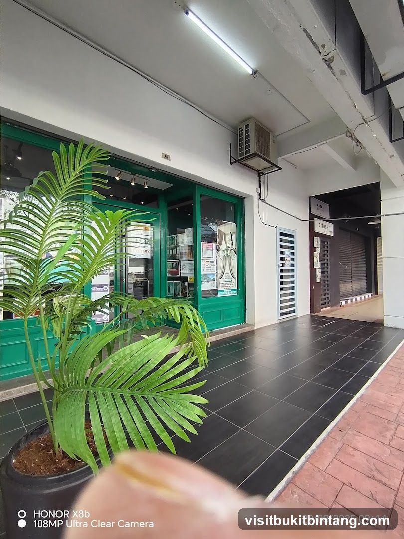 Storefront with Green Trim and Potted Plant