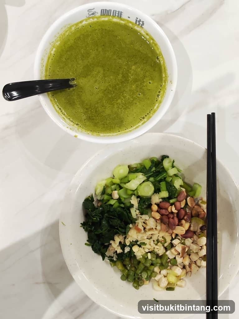 Green Soup and Vegetable Bowl