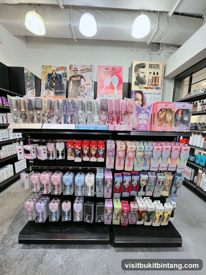 Hair Brushes and Beauty Products Display