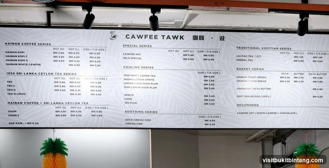 Cawfee Tawk Menu