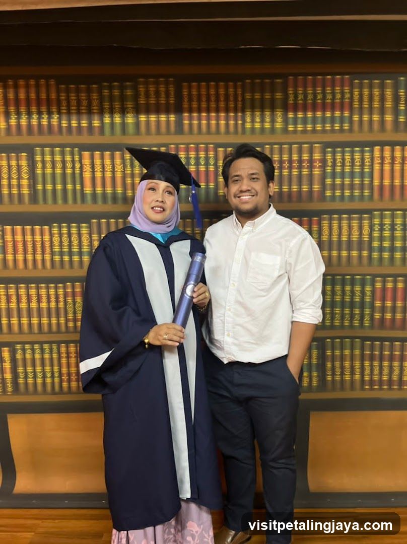 Graduation Photo with Bookshelf Background