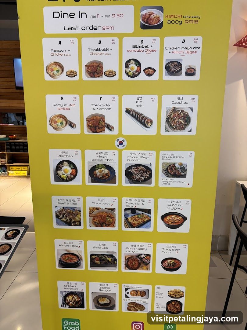 Korean Dine In Menu Board