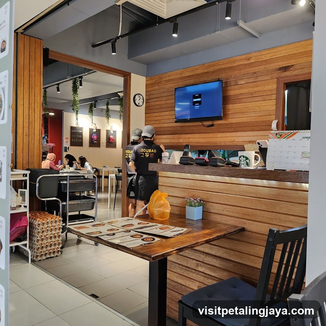 Restaurant Interior with Staff and Customers