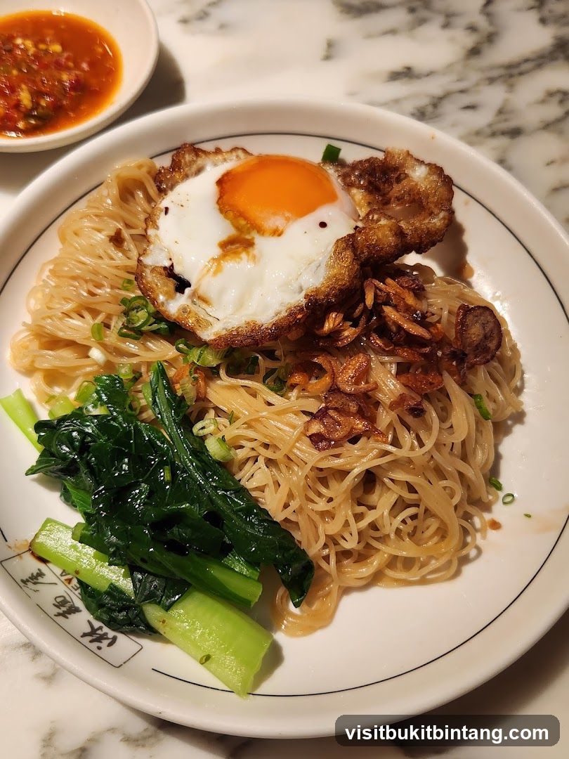 Noodles with Fried Egg and Greens