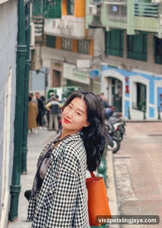 Street Scene with Woman in Checkered Coat