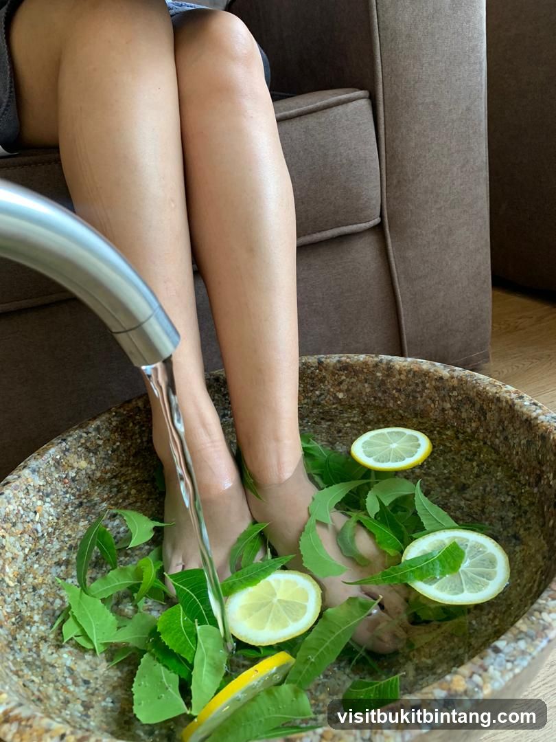 Foot Soak with Lemon and Neem Leaves