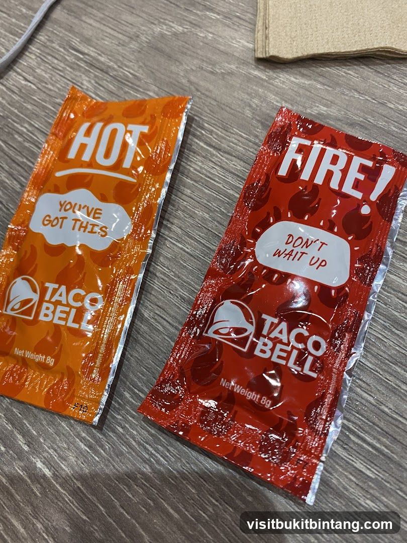 Taco Bell Hot and Fire Sauce Packets
